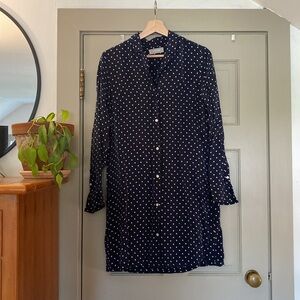Everlane Navy Polka Dot Shirtdress Size 4